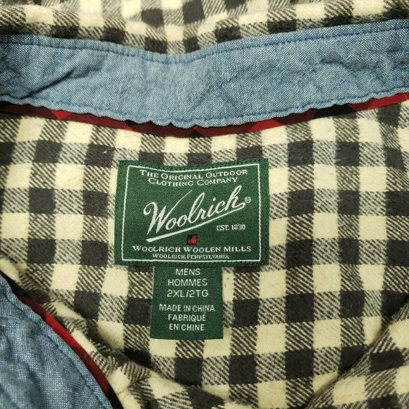 Woolrich Button Shirt Yellow & Black Check Mens 2XL - Picture 5 of 7